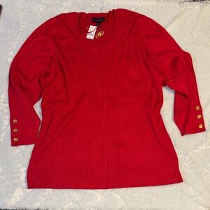Lane Bryant Red Ribbed Sweater